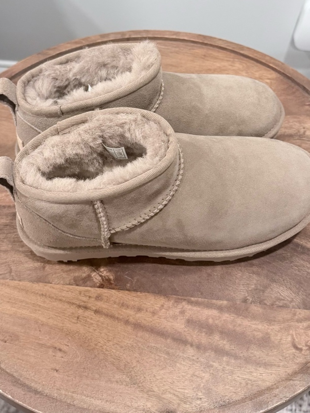 UGG Kids Short Shearling-Lined Slippers in Taupe